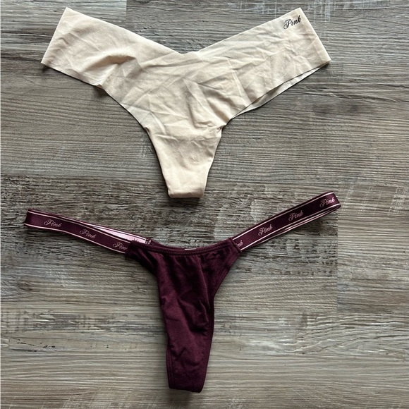 Victoria's Secret Burgundy and Pink Thong - Picture 1 of 2